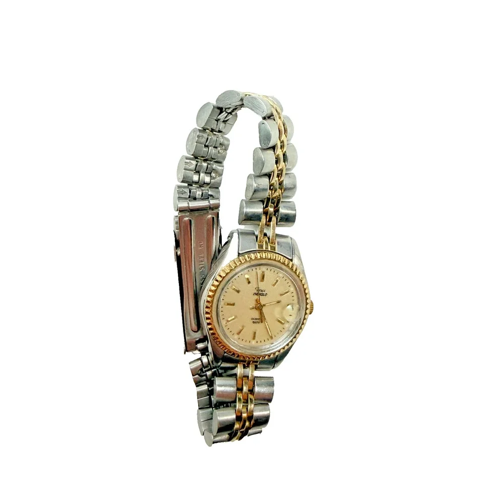 Vintage Timex Indiglo Women’s Watch Silver/Gold Tone,Date,Presidential Bracelet